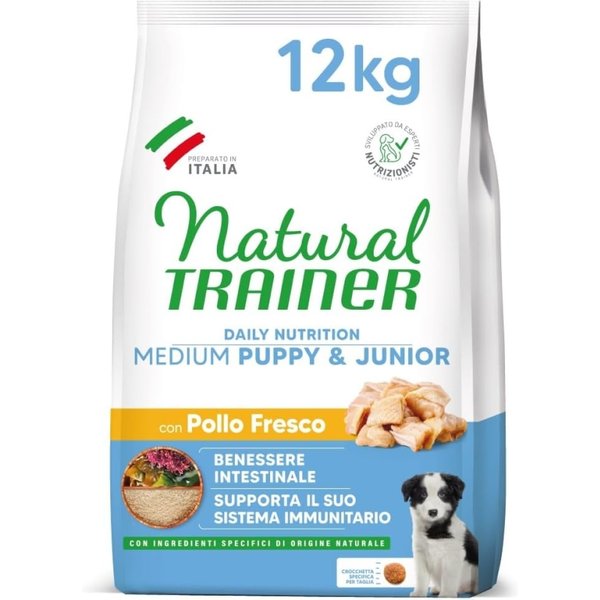 Natural Trainer Daily Nutrition Medium Puppy & Junior Con Pollo - Alimento Completo Per Cuccioli Di Taglia Media 12 Kg-image