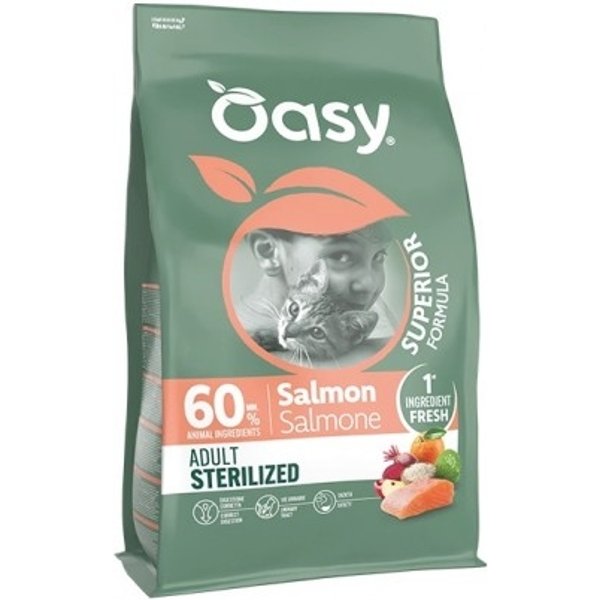 Oasy Superior Formula Adult Sterilized Al Salmone - Alimento Completo Per Gatti Adulti Castrati O Sterilizzati 1,5 Kg-image