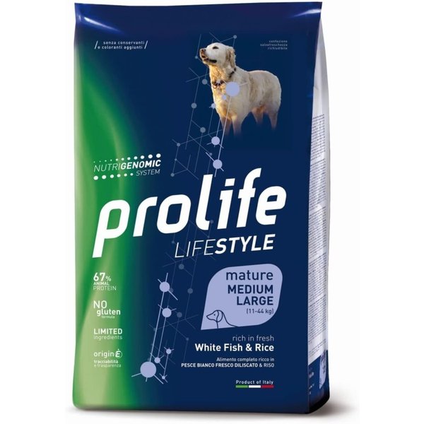 Prolife Lifestyle Mature Medium Large Al Pesce Bianco & Riso - Alimento Completo Per Cani 12 Kg-image