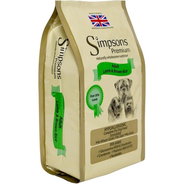Simpsons Premium Adult All'agnello E Riso Integrale - Cibo Secco Per Cani Adulti Con Sensibilità Digestiva 12 Kg-image