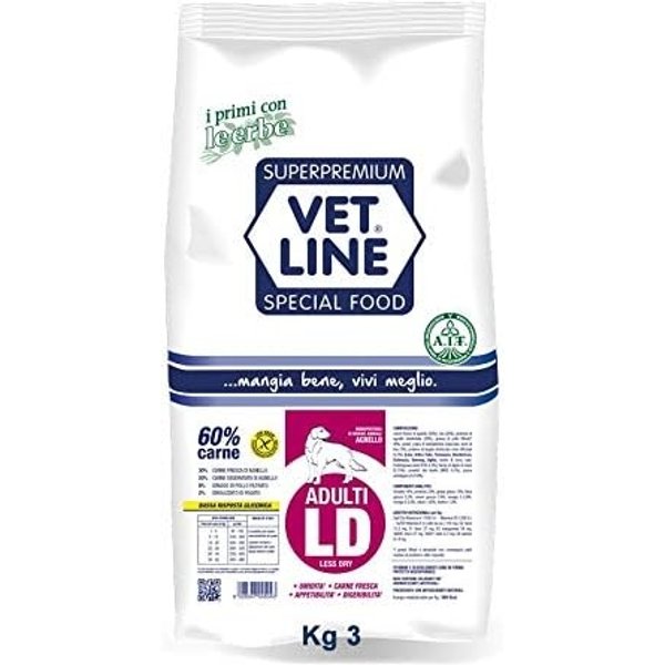 Vet Line Adulti LD Less Dry All'agnello - Alimento Completo Per Cani Adulti 3 Kg-image