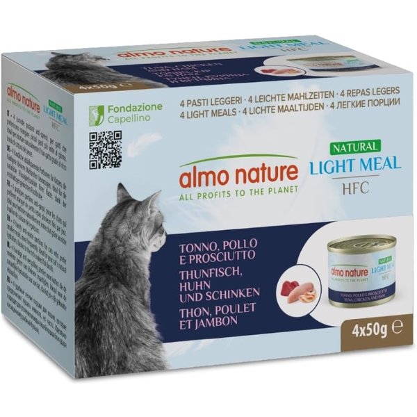 Almo Nature HFC Light Meal Natural Tonno Pollo E Prosciutto - Alimento Umido Complementare Per Gatti Adulti 4 X 50 Gr-image