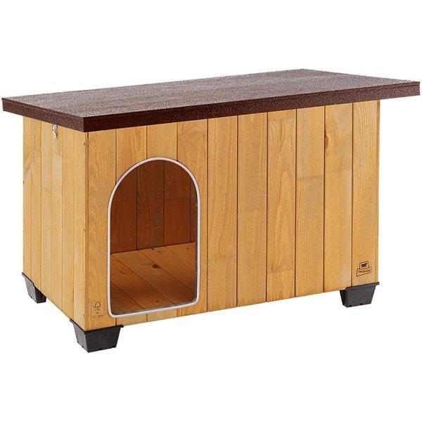 Ferplast Baita 80 - Cuccia Da Esterno Per Cani In Legno Sostenibile Con Tetto Impermeabile Piedini Isolanti 84X48X52 Cm-image