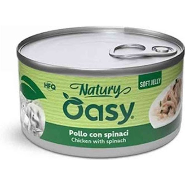 Oasy Wet Cat Natury Soft Jelly Pollo Con Spinaci - Alimento Complementare Per Gatti Adulti 150 Gr-image