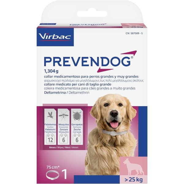 Virbac Prevendog - Collare Antiparassitario Per Cani Oltre 25 Kg Contro Zecche, Flebotomi E Zanzare 75 Cm-image
