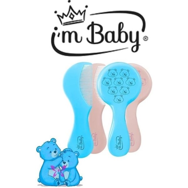 I'm Baby Set Spazzola Con Setole Lana E Pettine Per Neonati 0M+Colori Assortiti-image