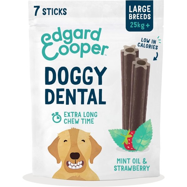Edgard & Cooper Doggy Dental - Stick Dentale Vegetale Per Cani Large Fragola E Menta 255 Gr-image