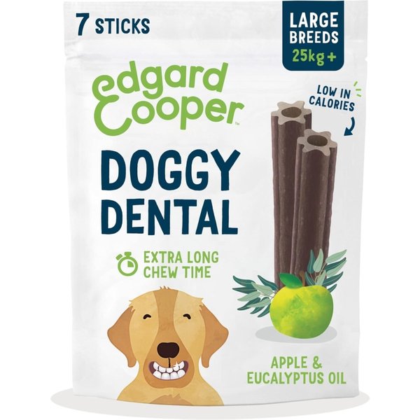 Edgard & Cooper Doggy Dental - Stick Dentale Vegetale Per Cani Large Mela Eucalipto Taglia 240 Gr-image
