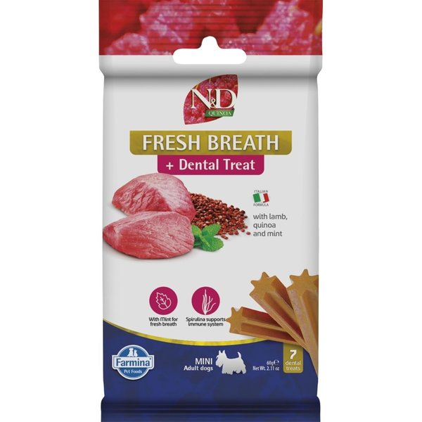 Farmina Fresh Breath Dental Treat - Snack Per Cani Di Taglia Piccola Agnello Quinoa E Menta 60 Gr-image