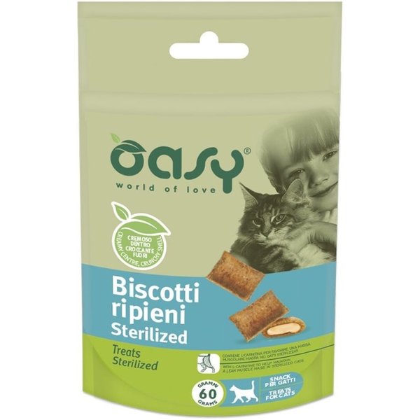 Oasy Biscotti Ripieni Sterilized - Snack Per Gatti Sterilizzati 60 Gr-image