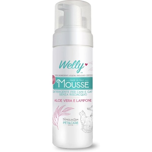 Welly Mousse - Detergente Senza Risciacquo Per Cani E Gatti Con Aloe Vera E Lampone 150 Ml-image