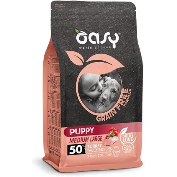 Oasy Puppy Dog Grain Free Medium-Large Tacchino - Alimento Completo Per Cuccioli Di Taglia Media E Grande 12 Kg-image