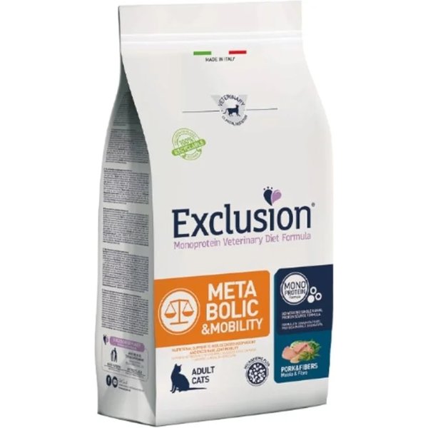 Exclusion Diet Metabolic & Mobility Maiale E Fibre - Alimento Completo Per Gatti Adulti Metabolismo Mobilità 1,5 Kg-image