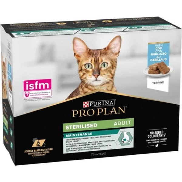 Purina PRO Plan Sterilised Adult Merluzzo - Alimento Completo Per Gatti Sterilizzati 10 X 75 Gr-image