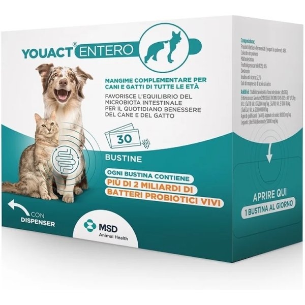 Msd Animal Health Youact Entero - Alimento Probiotico Per Cani E Gatti Di Tutte Le Età 60 Gr-image