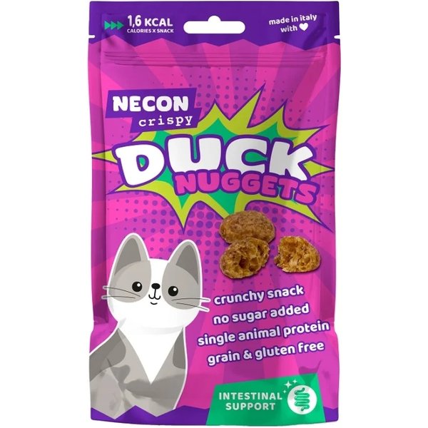 Necon Pet Food Duck Nuggets Intestinal Support Anatra -Snacks Per Gatti 85 Gr-image