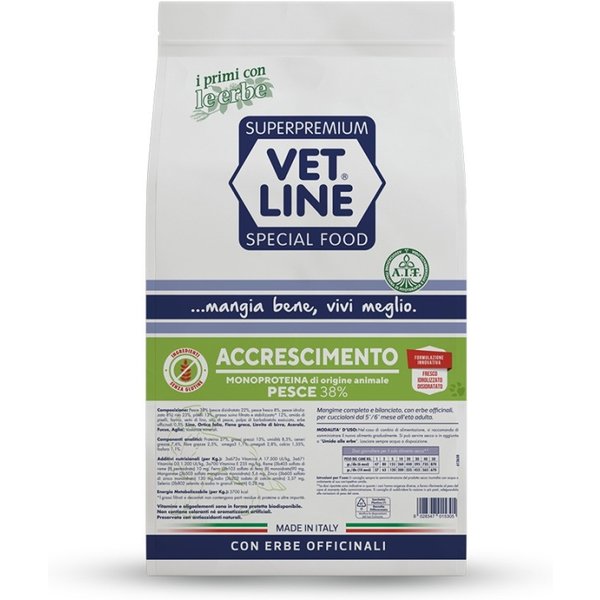 Vet Line Accrescimento Monoproteico Pesce - Alimento Completo Per Cani In Crescita Con Intolleranze 12,5 Kg-image
