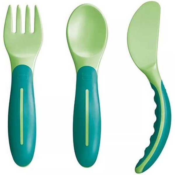 MAM Baby's Cutlery - Set Posate Antiscivolo 6M+ - Verde-image