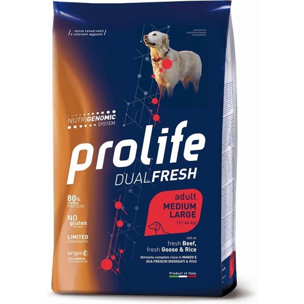 Prolife Dual Fresh Medium-Large Manzo Oca E Riso - Alimento Completo Per Cani Adulti M-L 12 Kg-image