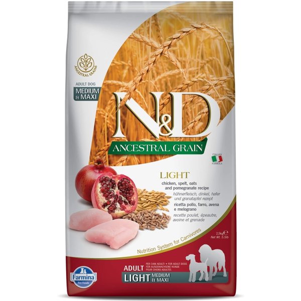 Farmina N&D Ancestral Grain Light Pollo E Melograno - Alimento Completo Per Cani Adulti Di Taglia Media E Grande 2,5 Kg-image