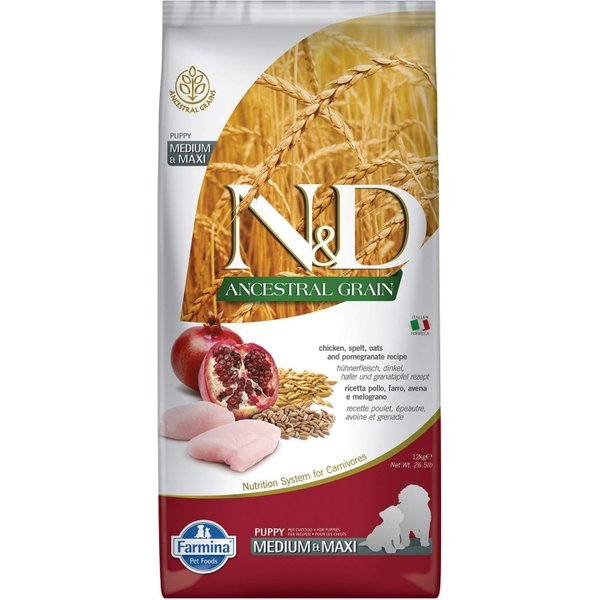 Farmina N&D Ancestral Grain Puppy Pollo E Melograno - Alimento Completo Per Cani Cuccioli Di Taglia Media E Grande 12 Kg-image