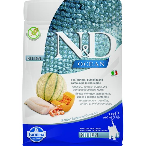 Farmina N&D Ocean Kitten Merluzzo Gamberi - Alimento Completo Per Gattini E Gatte In Allattamento 300 Gr-image