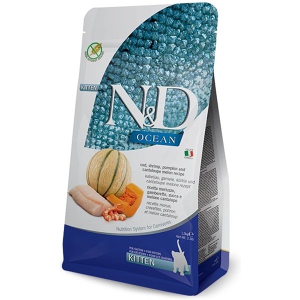 Farmina N&D Ocean Kitten Merluzzo Gamberi - Alimento Completo Per Gattini E Gatte In Allattamento 1,50 Kg-image