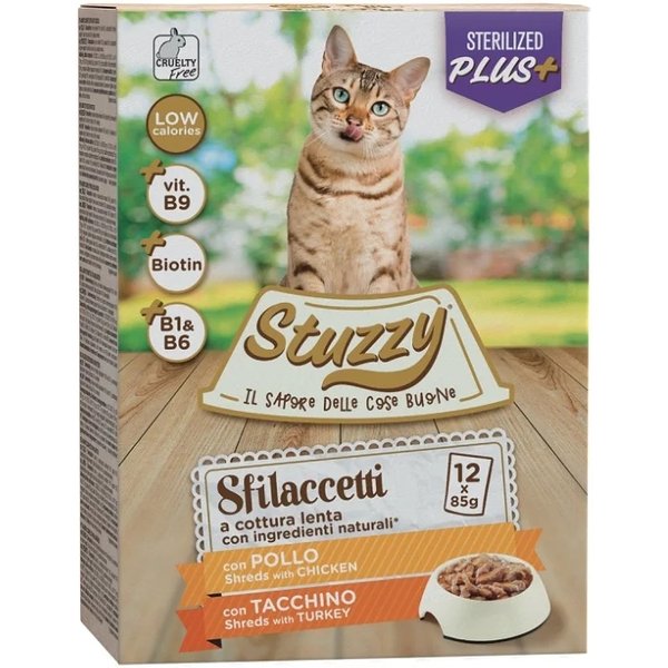 Stuzzy Sfilaccetti Pollo E Tacchino - Alimento Completo Per Gatti Sterilizzati 12 X 85 Gr-image