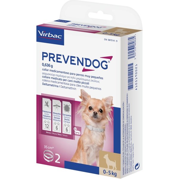 Virbac Collare Per Cani 0-5 Kg - 2 Collari Antiparassitari Con Deltametrina Contro Flebotomi Zanzare E Zecche 35 Cm-image