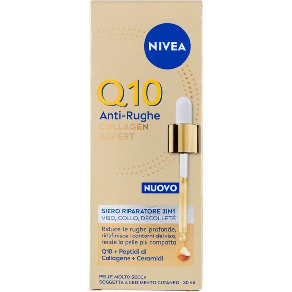 Nivea Q10 Anti-Rughe Collagen Expert - Siero Riparatore Rassodante Viso, Collo E DéColleté 30 Ml-image