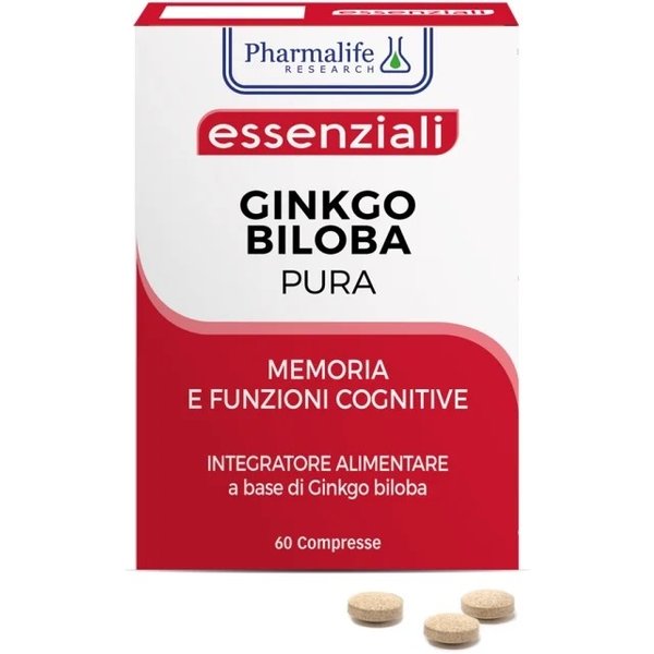 Ginkgo Biloba Pura 60 Compresse - Integratore Per La Memoria, Le Funzioni Cognitive E Il Microcircolo-image