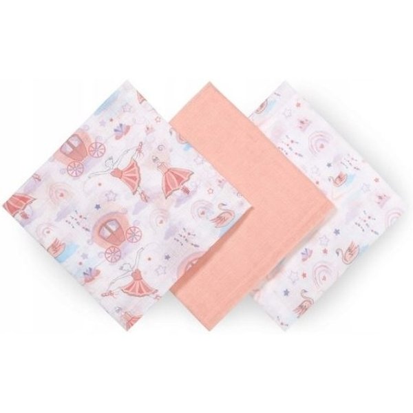 Babyono Set 3 Mussole In Garza Rosa 70X70 Cm-image