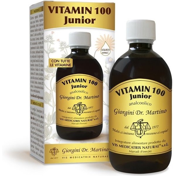 Dr. Giorgini Vitamin 100 Junior Liquido Analcolico 500 Ml - Integratore Multivitaminico Per I Bambini In Crescita-image