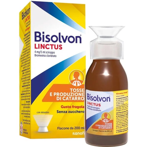 Bisolvon Linctus 4 Mg/5 Ml - Sciroppo Mucolitico Gusto Fragola 200 Ml-image