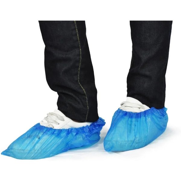 100 Copriscarpa Monouso Azzurro In Polietilene Con Elastico Taglia Unica-image