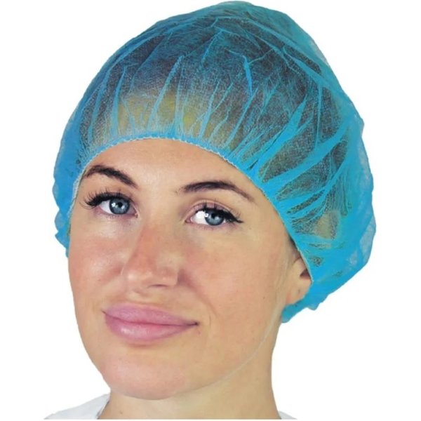 Cuffie Tonde Monouso - 100 Retine In TNT Azzurre Con Elastico Ipoallergenico 53 Cm-image