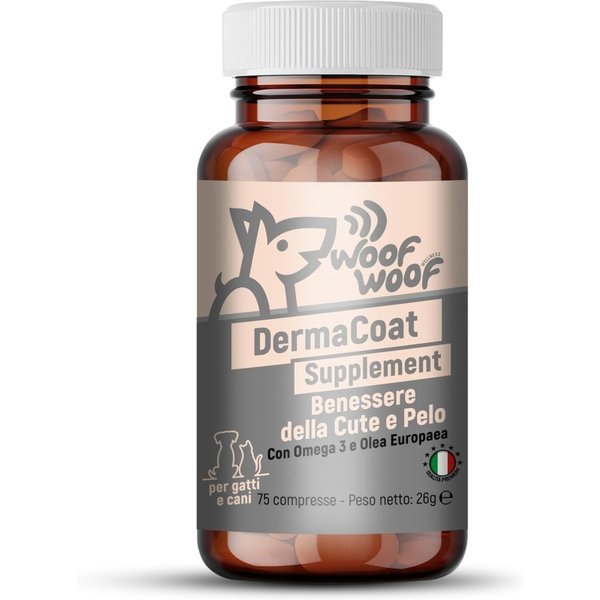 Woof Woof Dermacoat Supplement - Alimento Complementare Per Cani E Gatti 75 Compresse-image