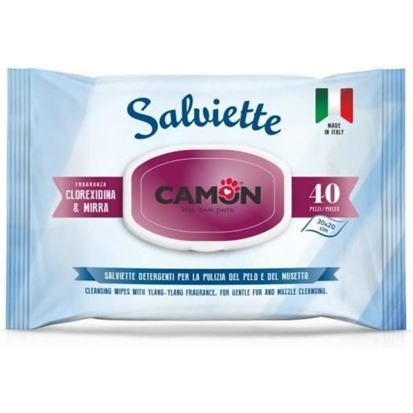 Camon Salviette Mirra E Clorexidina - 40 Salviettine Detergenti Igienizzanti Per Animali Domestici-image