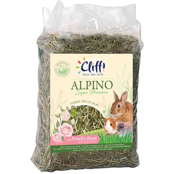 CHEMI-VIT Cliffi Fieno Alpino Con Petali Di Rosa - Alimento Complementare Per Roditori 500 Gr-image
