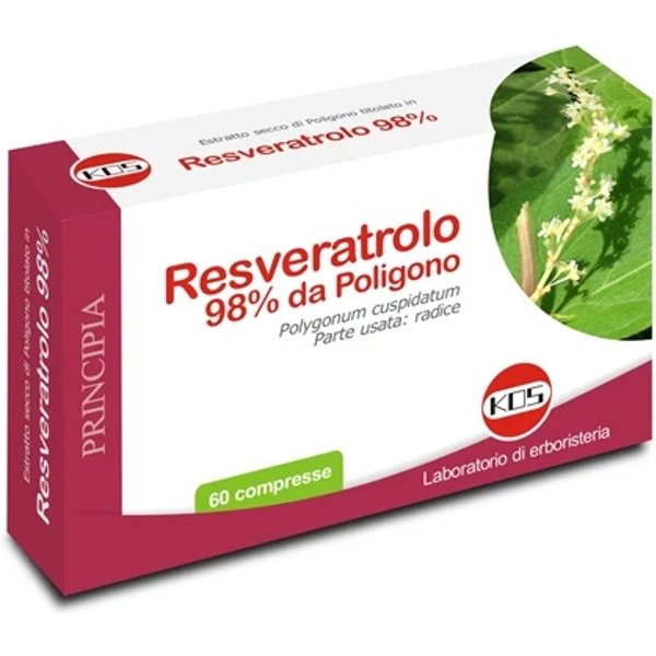 Kos Resveratrolo 98% - Integratore Antiossidante Per Il Benessere Cardiovascolare 60 Compresse-image