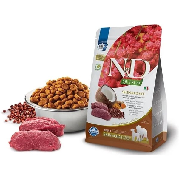 Farmina N&D Skin&Coat Quinoa Cervo Cocco & Curcuma - Alimento Completo Per Cani Adulti 2,5 Kg-image