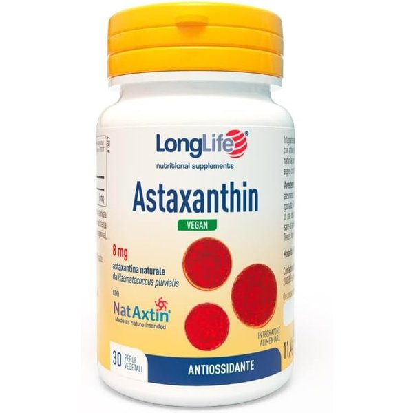 Longlife Astaxanthin Vegan 8 Mg - Integratore Antiossidante 30 Perle Vegetali-image