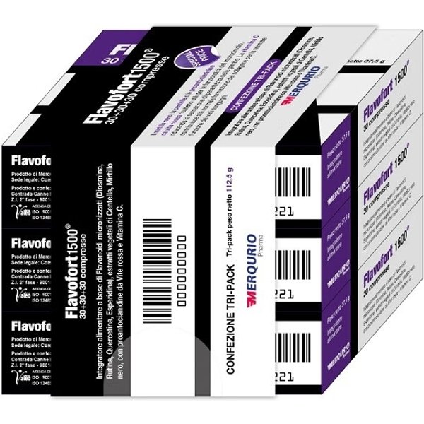 Flavofort 1500 - Integratore Per Il Microcircolo E Le Gambe Pesanti 3 Confezioni Da 30 Compresse-image