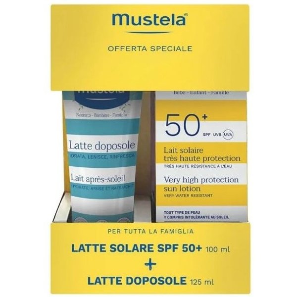 Mustela Crema Solare Bambini Kit Latte Solare 50+ Spf E Latte Doposole 100 Ml-image