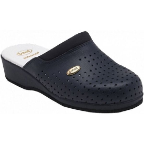 Scholl Clog Backguard - Zoccolo In Pelle Traforata Blu Navy Taglia 38-image