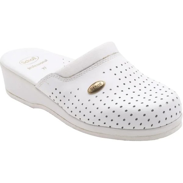 Scholl Clog Backguard - Zoccolo In Pelle Traforata Bianco Taglia 40-image