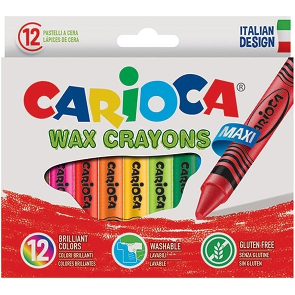 Carioca Maxi Wax Crayons - 12 Pastelli A Cera Lavabili Maxi 12 Confezioni-image