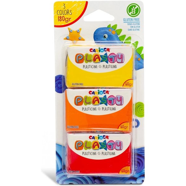 Carioca Plasty - 3 Plastiline Da Modellare 12 Confezioni Da 60 Gr-image