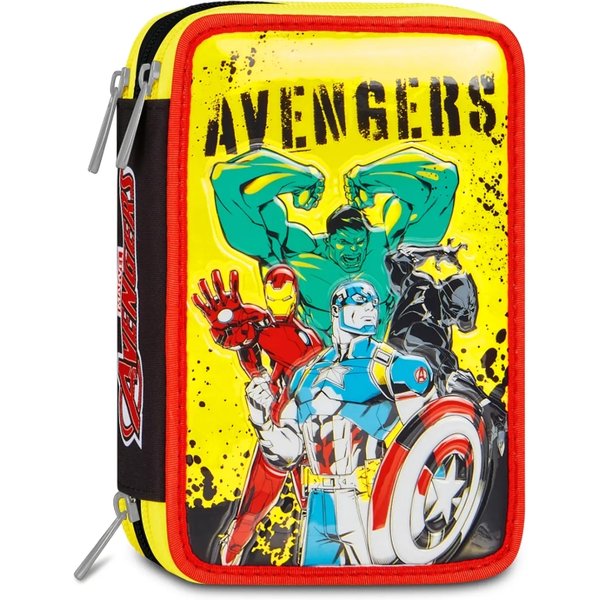 Seven Avengers Heroes In Action - Astuccio Con 44 Accessori Scolastici Con 3 Scomparti 12,5 X 20 X 7 Cm-image