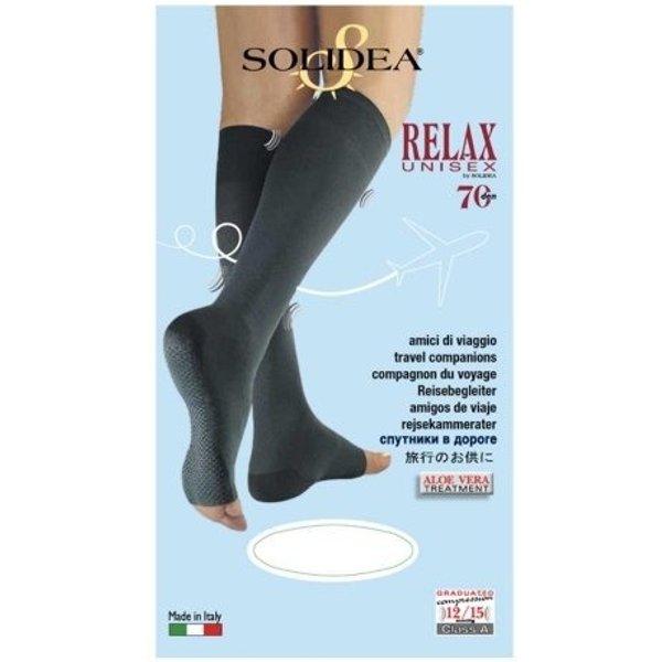 Solidea Relax Unisex - Gambaletto 70 Den ( 12-15 Mmhg) Compressione Graduata Punta Aperta Taglia 4 - Xlcamel-image